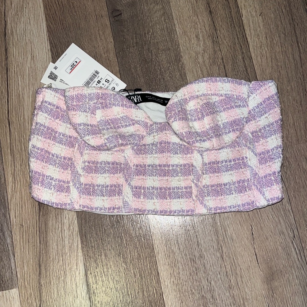 ZARA corset crop💜🩷 size small!